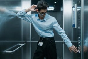 Modern smart glasses with transparent display technology on white background