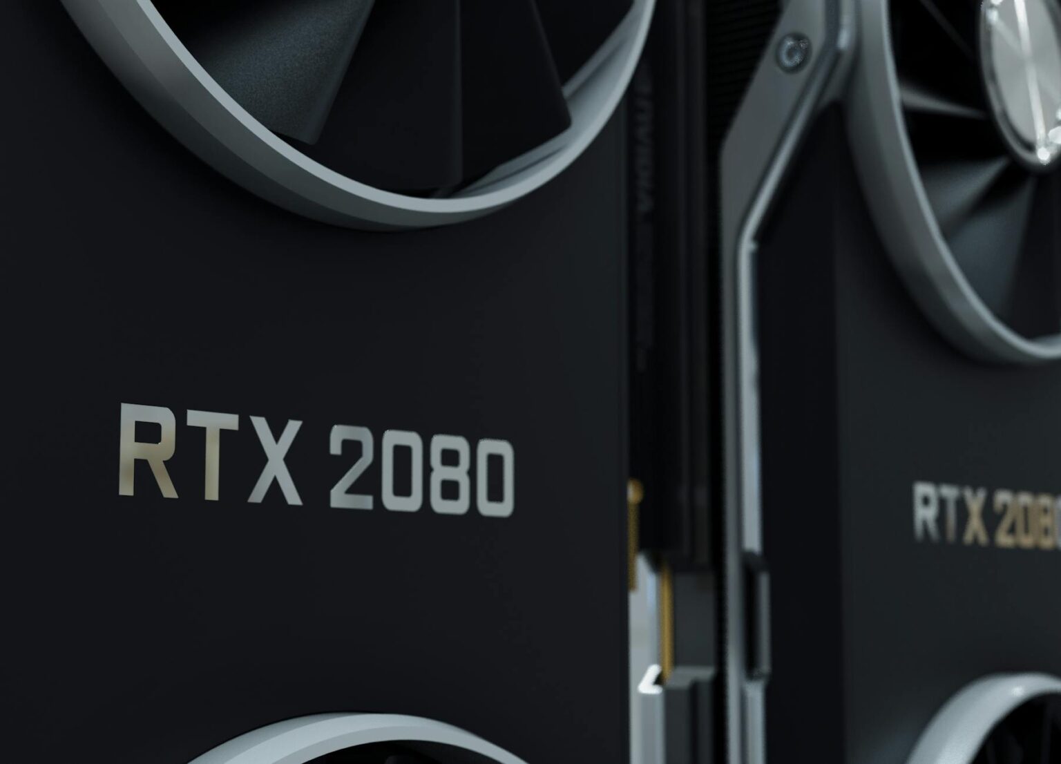 Modern graphics card installed in computer system showing technical hardware setup
