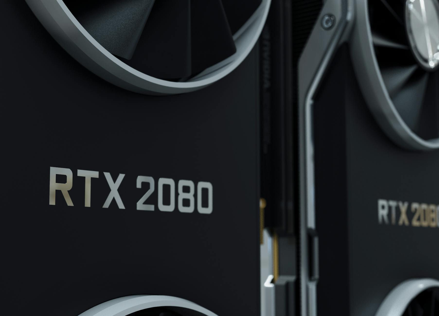 Modern graphics card installed in computer system showing technical hardware setup