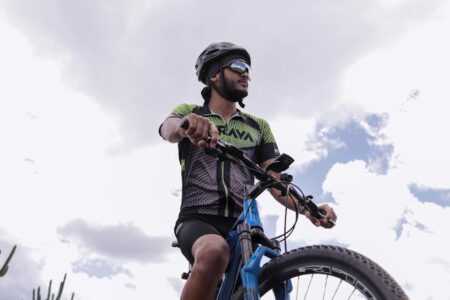 Modern cycling helmet with integrated technology and safety features