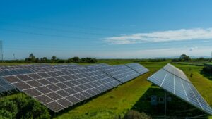 Portable solar panel setup outdoors in natural lighting conditions