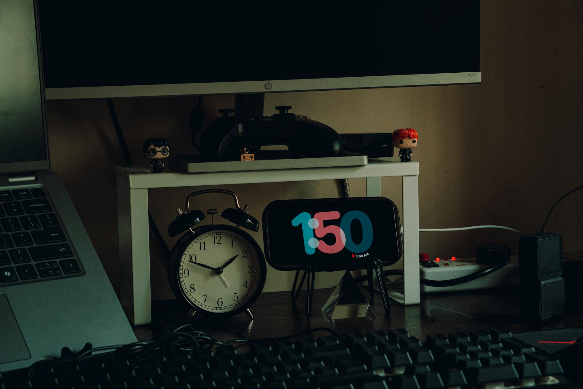Clean desk setup with modern tech accessories and charging station