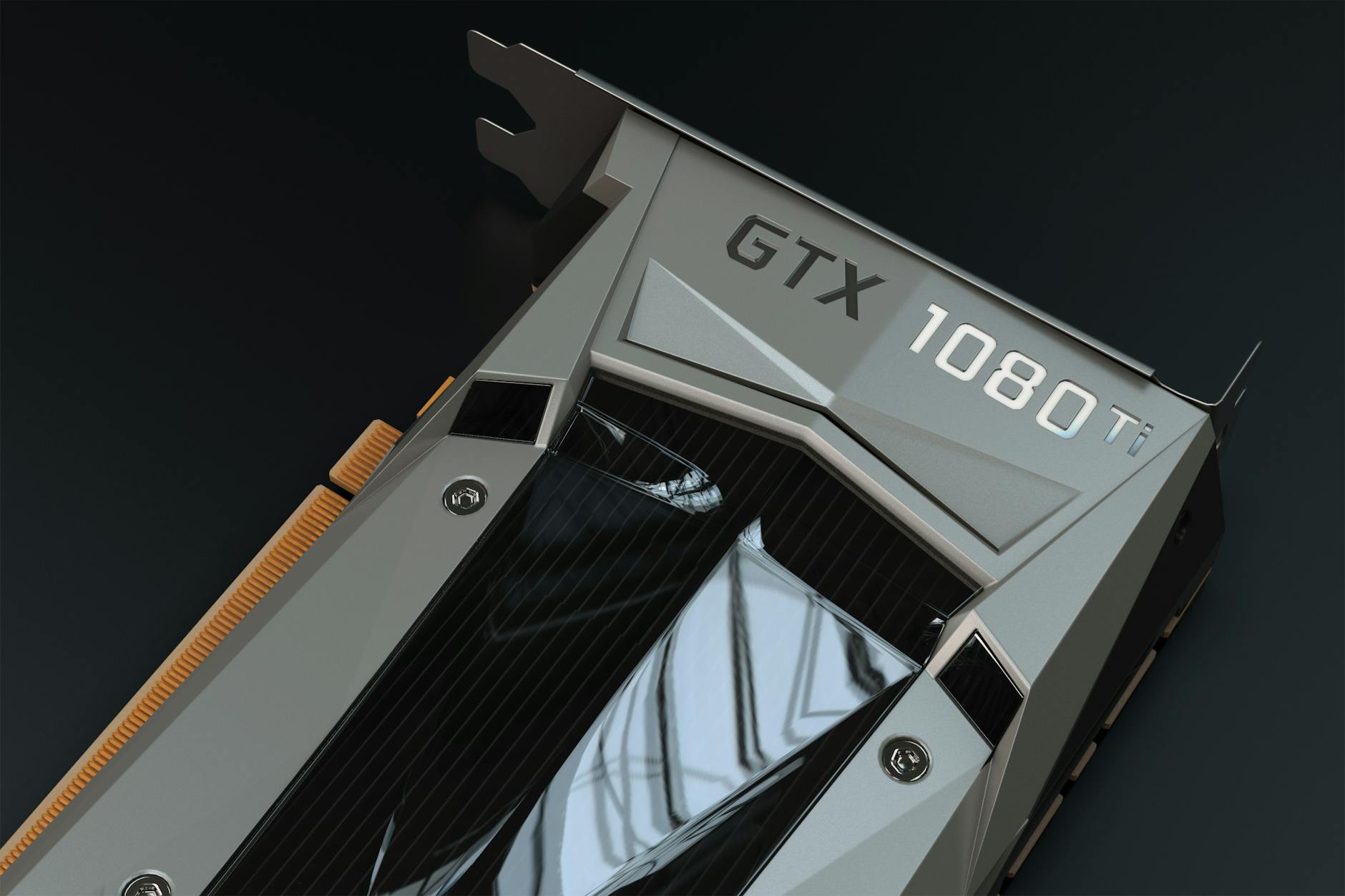 Close-up view of a modern graphics card showing multiple display output ports