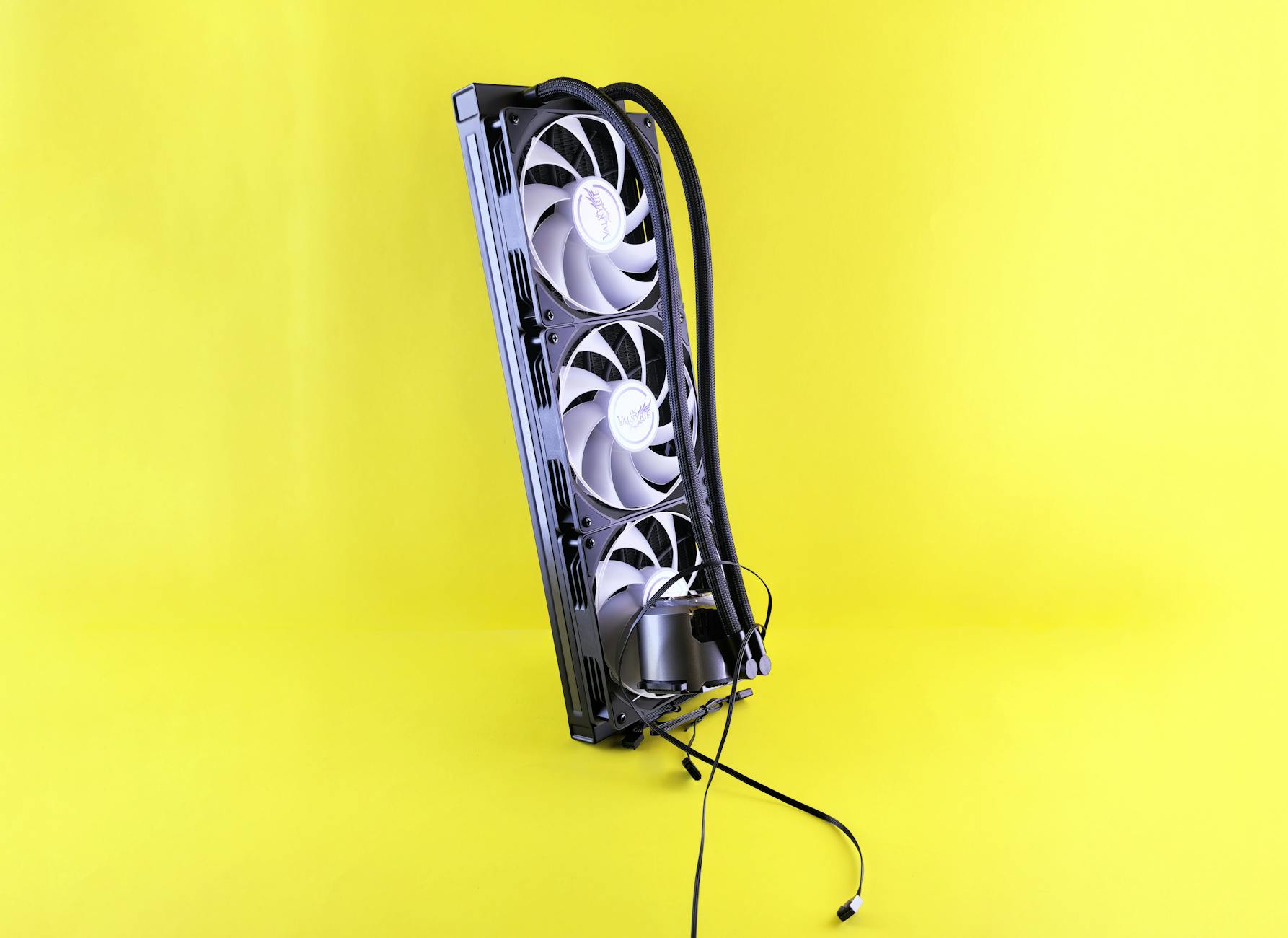Computer case interior showing cooling fans and heat management system