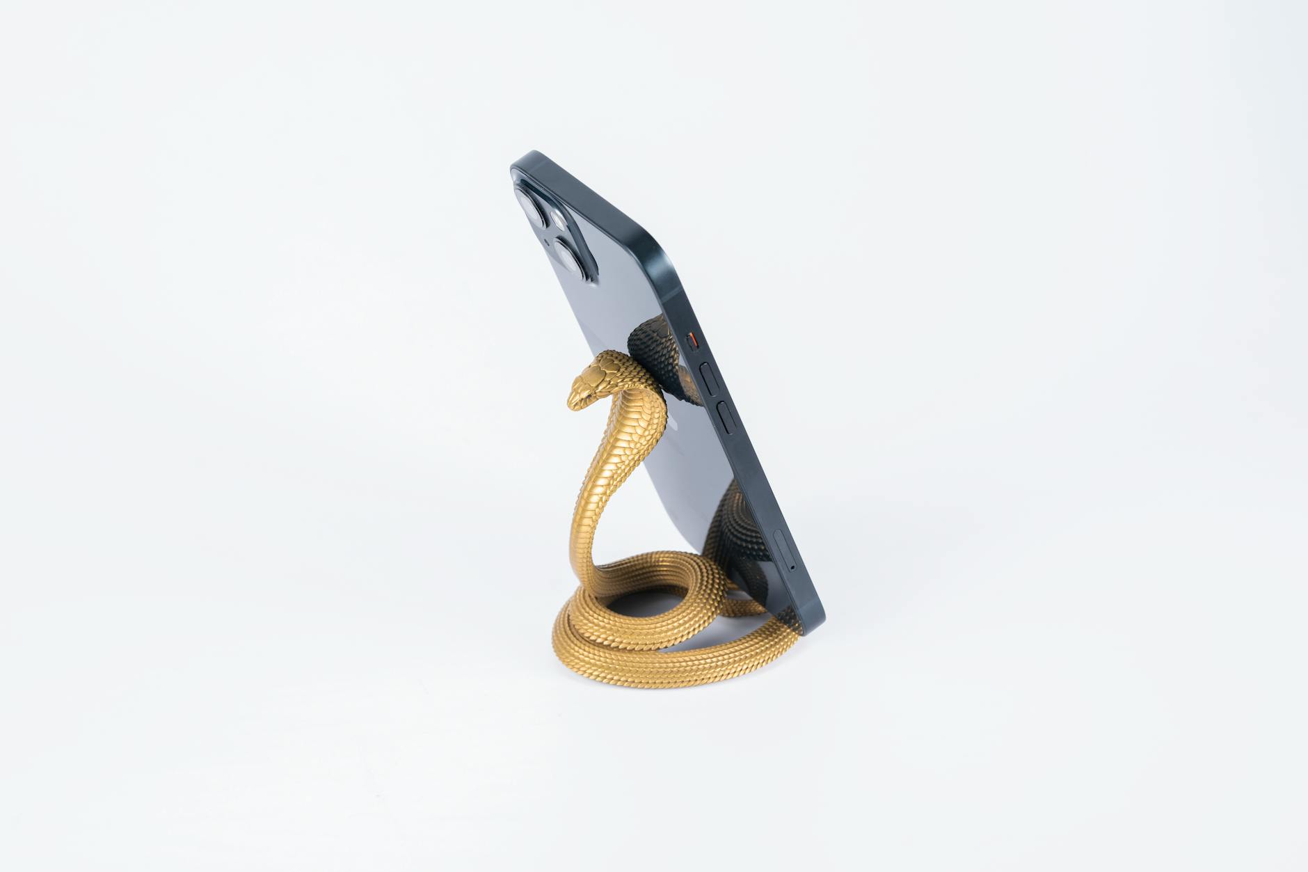 Collection of modern phone accessories arranged on white surface