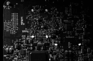 Close-up of a Raspberry Pi single-board computer showing processor and components