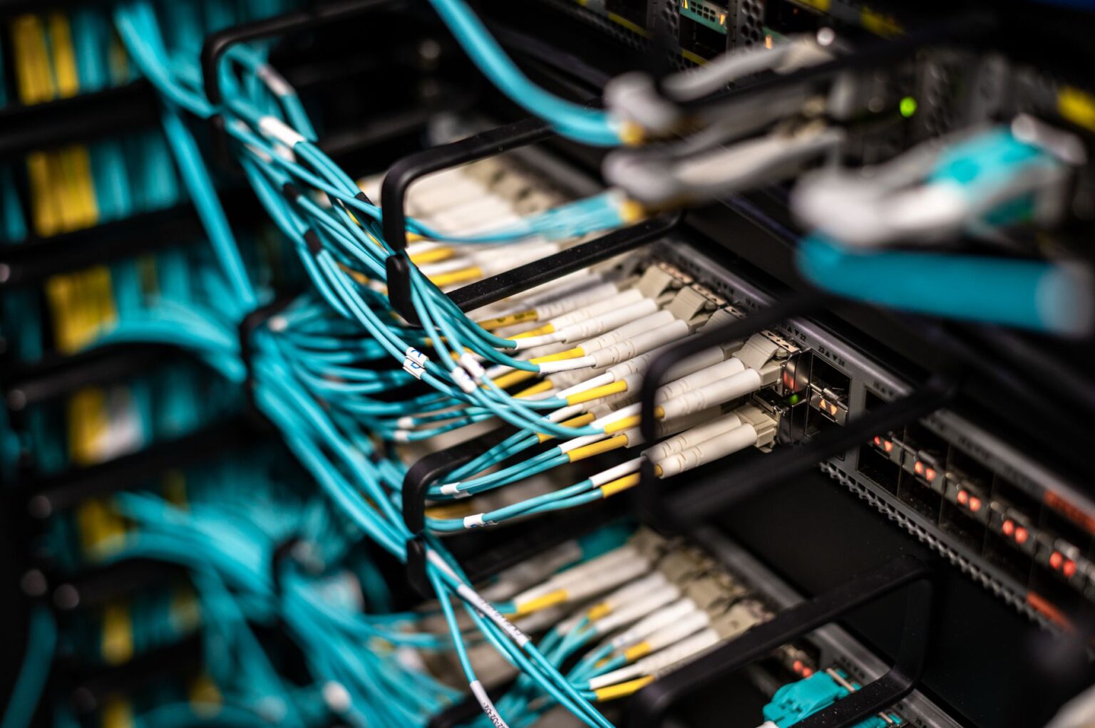 Server rack with network cables representing private network infrastructure