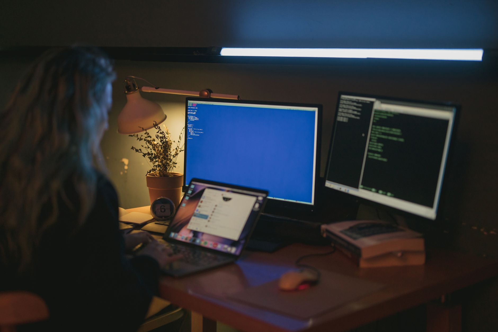 A desktop computer setup used for running a home server or lab