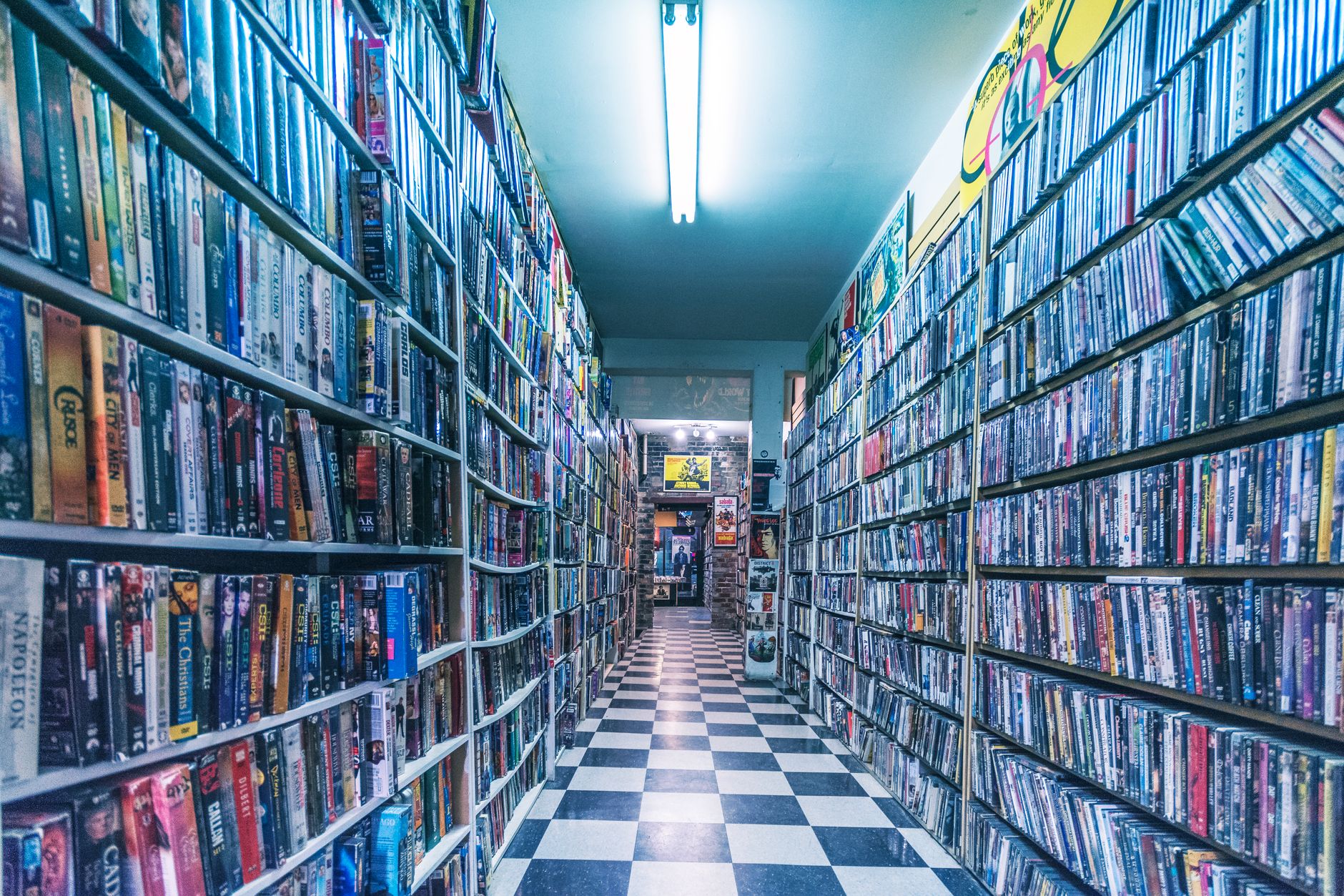Organized media library shelves representing a digital movie and TV collection