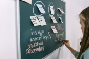 Set Up Planka as a Self-Hosted Trello Alternative A physical Kanban board with colorful sticky notes organized in columns representing a project workflow