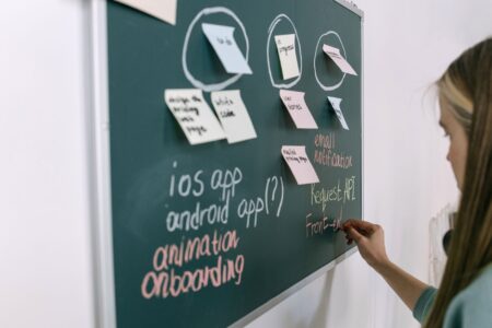 Set Up Planka as a Self-Hosted Trello Alternative A physical Kanban board with colorful sticky notes organized in columns representing a project workflow